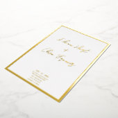 白ミニマル野縁どタイポグラフィ結婚ズ 箔招待状 (回転した状態)