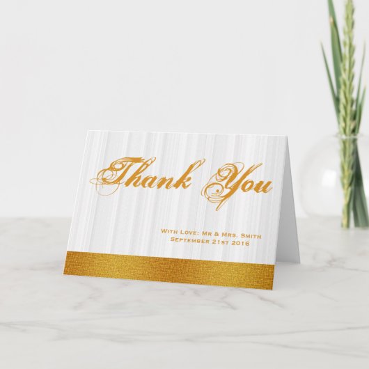 白ミニマル金ゴールドバッジバンドサンキューカード サンキューカード (正面)