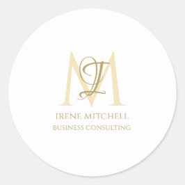 白ミニマル金ゴールドモノグラム名 ラウンドシール