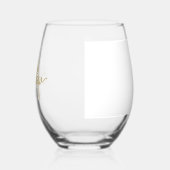 白ミニマル金ゴールド追加の名前とモノグラムメニュー ステムなしワイングラス (左)