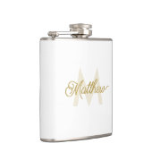 白ミニマル金ゴールド追加の名前とモノグラムメニュー フラスク (右)