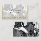 白ミニマル金ゴールド馬/馬術写真家 名刺 (正面/裏面)