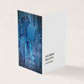 白ミニマル青エレガント回路基板コンサルタント 名刺 (外部)