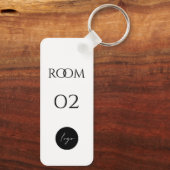 白ミニマル黒のエレガント部屋番号 キーホルダー (裏面)
