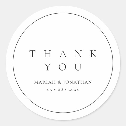 白ミニマル黒のステッ結婚カー ラウンドシール (正面)