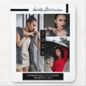 白ミニマル黒の卒業アート写真 マウスパッド (正面)