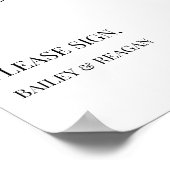 白ミニマル黒の口結婚書の看板ポスター ポスター (角)