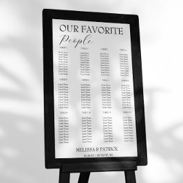 白ミニマル黒の結婚座席表 アクリルサイン