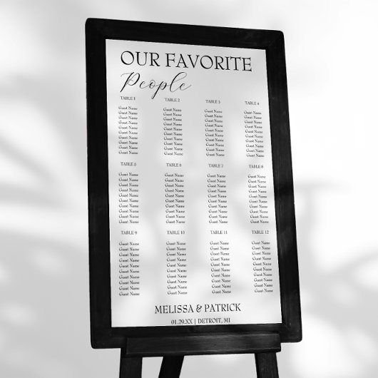 白ミニマル黒の結婚座席表 アクリルサイン