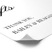 白ミニマル黒の結婚式のカードとギフト ポスター (角)