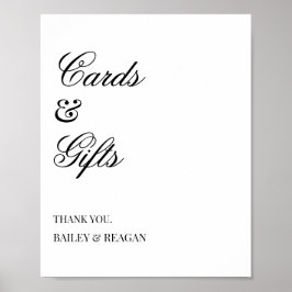 白ミニマル黒の結婚式のカードとギフト ポスター