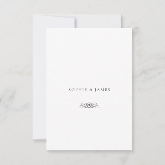 白ミニマル黒の結婚詳細・エンクロージャ・カード 招待状 (裏面)