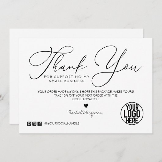 白ミニマル黒スクリプトお客様ありがとう (正面/裏面)