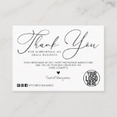 白ミニマル黒スクリプトお客様ありがとう 名刺 (正面)