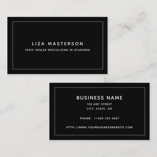 白ミニマル黒ヒーラー代替医療 名刺 (正面/裏面)