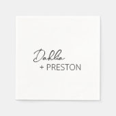 白ミニマル黒モダン結婚の スタンダードカクテルナプキン (正面)