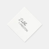 白ミニマル黒モダン結婚の スタンダードカクテルナプキン (角)