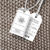 白ミニマル黒ロゴの衣料品価格つる ギフトタグ