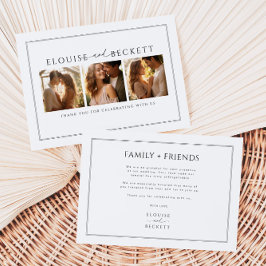 白ミニマル黒写真の結婚サンキューカード サンキューカード