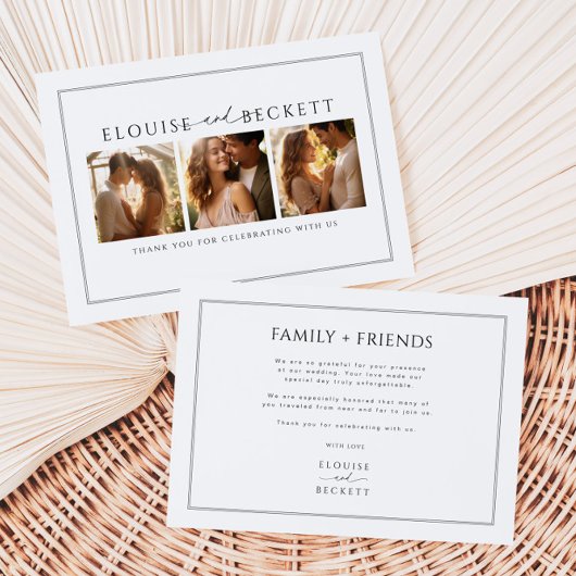 白ミニマル黒写真の結婚サンキューカード サンキューカード