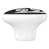 白ミニマル黒植物性ファーンインスパイア葉 セラミックノブ (側面)