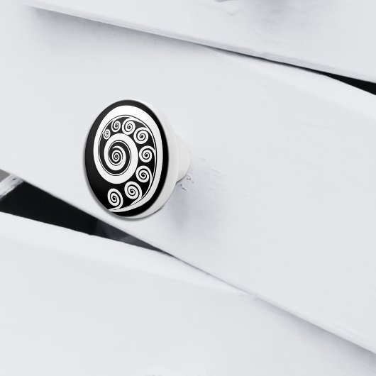 白ミニマル黒植物性ファーンインスパイア葉 セラミックノブ