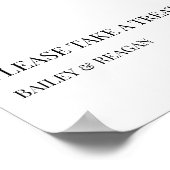 白ミニマル黒結婚式の引き出物記号 ポスター (角)