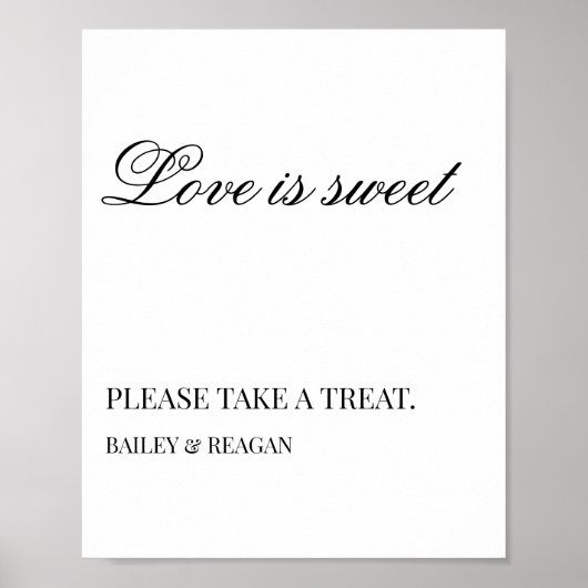 白ミニマル黒結婚式の引き出物記号 ポスター (正面)