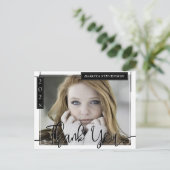 白ミニマル黒線Photo Gradありがとう ポストカード (スタンド正面)