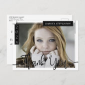 白ミニマル黒線Photo Gradありがとう ポストカード (正面/裏面)