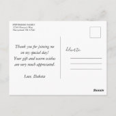 白ミニマル黒線Photo Gradありがとう ポストカード (裏面)