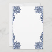 白ミニマル&青フローラレースエレガントな結婚式 招待状 (裏面)