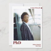 白ミニマルBurgundy写真PhD卒業 案内状 (正面)