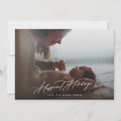 白メリーのクリスマス写真の書道最も幸せ シーズンカード (正面)