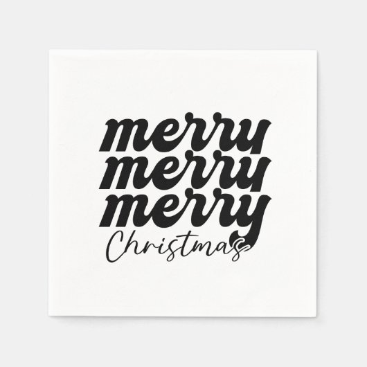 白メリーメリーの聖降誕祭お祝い スタンダードカクテルナプキン (正面)
