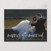 白メリー結婚した文字フォトQRコードホリデー ポストカード (正面)