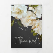 白モダンいガーデニシアオンブラック結婚スパークル 三つ折り招待状 (カバー)