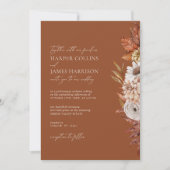 白モダンいテラコッタフラワーズボホ秋の結婚式 招待状 (正面)