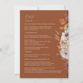 白モダンいテラコッタフラワーズボホ秋の結婚式 招待状 (裏面)