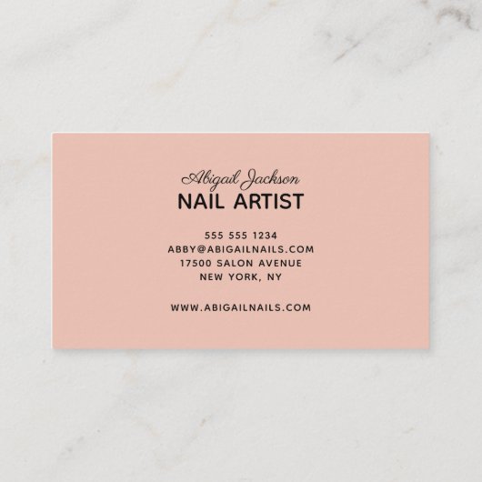 白モダンいバラ大理石金ゴールド爪、 ネイルバイ「名前」 名刺 (裏面)