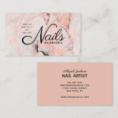 白モダンいバラ大理石金ゴールド爪、 ネイルバイ「名前」 名刺 (正面/裏面)