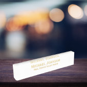 白モダンいフェイク金ゴールドプロフェッショナルの役職 デスクネームプレート