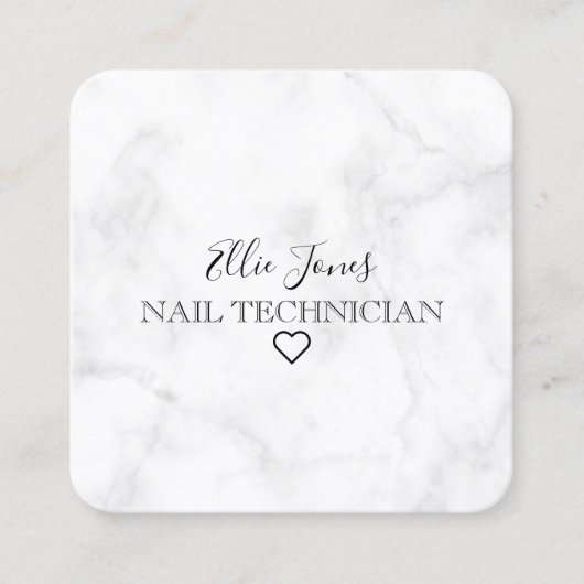 白モダンい大理石とピンクの爪、 ネイル スクエア名刺 (正面)