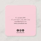 白モダンい大理石とピンクの爪、 ネイル スクエア名刺 (裏面)