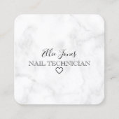 白モダンい大理石とミントグリーンの爪、 ネイル スクエア名刺 (正面)