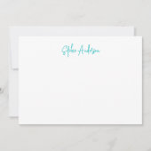 白モダンい文字とストライプカスタム色のスクリプト ノートカード (正面)