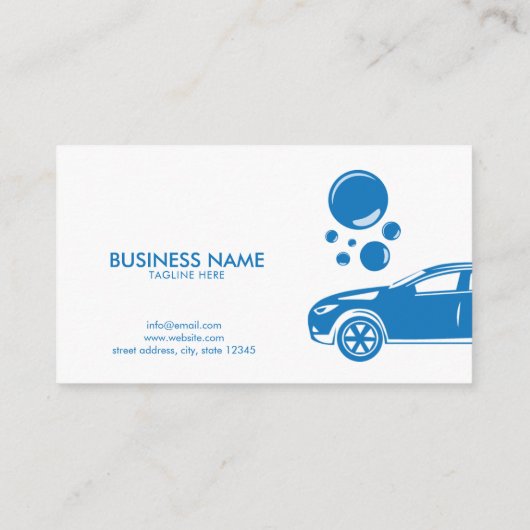 白モダンい移動式洗車と詳細 名刺 (裏面)