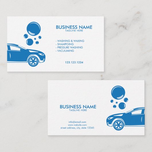 白モダンい移動式洗車と詳細 名刺 (正面/裏面)