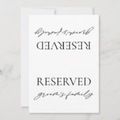 白モダンい結婚予約テーブルのテント記号 招待状 (正面)