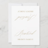 白モダンい結婚予約テーブルのテント記号 招待状 (正面)